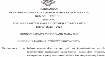 Rancangan Peraturan Gubernur DIY tentang Roadmap Sanitasi Daerah Istimewa Yogyakarta Tahun 2023-2027